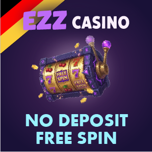 „EZZ Casino Freispiele ohne Einzahlung Banner mit leuchtendem Spielautomaten, ‘Freispiel’-Symbolen und Goldmünzen auf lila Hintergrund sowie dem Text ‘Freispiele ohne Einzahlung’.“