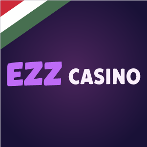 Az EZZ Casino logója: „EZZ” vastag, lila betűkkel, „.CASINO” fehér betűkkel, sötétlila háttéren