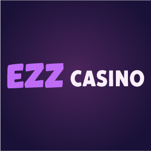 Logo of EZZ Casino, with 'EZZ' in bold purple letters and '.CASINO' in white letters on a dark purple background.
